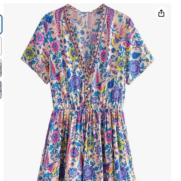 TRADED-Topshop Boho Mini Lovebird Dress - Picture 1 of 6